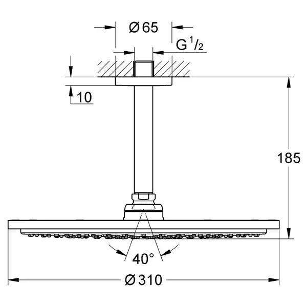 GROHE Верхний душ RAINSHOWER (26057000) фото 2 Aquada.com.ua