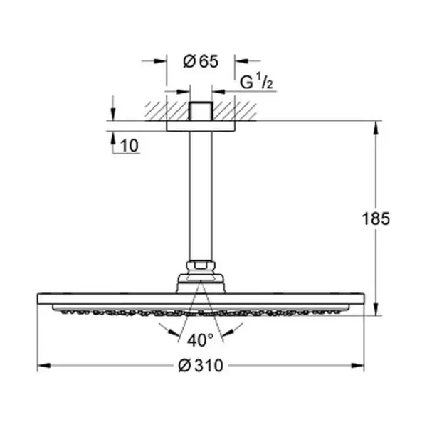 GROHE Набір 142 мм верхнього душу настельного монтажу, 1 режим  Rainshower Cosmopolitan 310 (26067000) фото 2 Aquada.com.ua