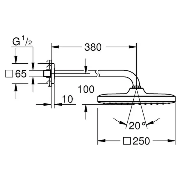 Верхній душ з настінним кронштейном Grohe Tempesta Cube (26687000)