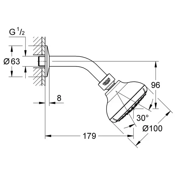 Верхній душ з кронштейном Grohe New Tempesta 100 (27870001)