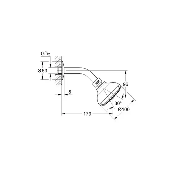 Верхній душ з кронштейном Grohe New Tempesta 100 (27870001)