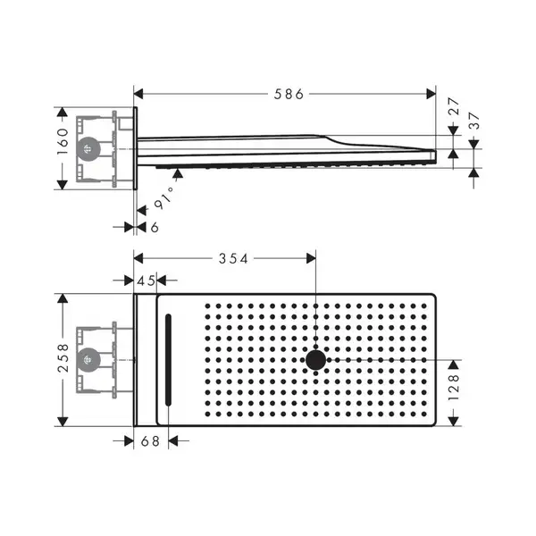 HANSGROHE Верхній душ, Rainmaker Select, 586х258, хром (24001400)