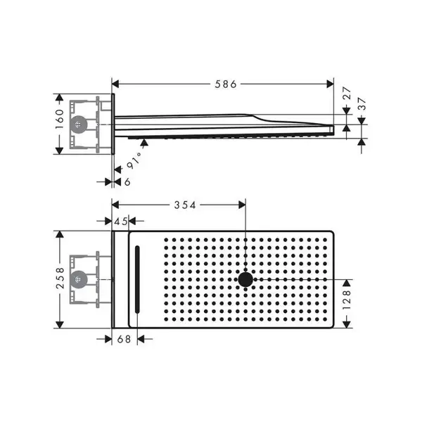 Верхній душ, Hansgrohe Rainmaker Select, 580х260 3jet, Чорний / Хром (24001600)