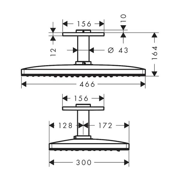 Верхній душ Hansgrohe Rainmaker Select 460 2jet з власником, чорний / хром (24004600)