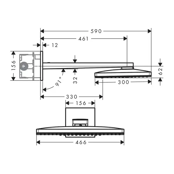 Верхний душ Hansgrohe Rainmaker Select 460 2jet (цвет - хром/белый) (24005400) фото 2 Aquada.com.ua