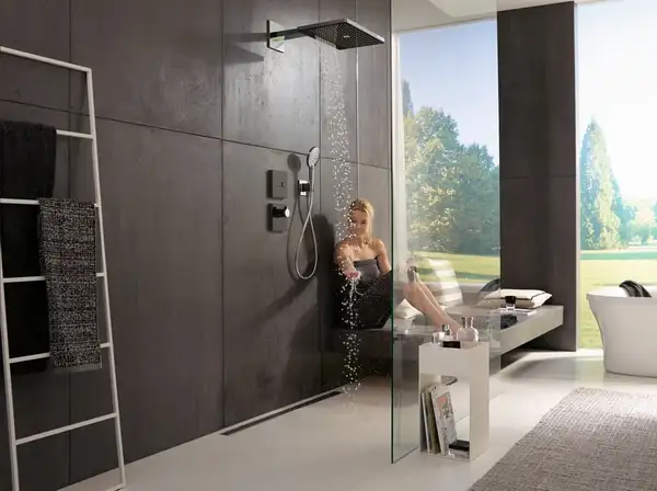 Верхний душ Hansgrohe Rainmaker Select 460 3jet9 (цвет - хром/чёрный) (24007600) фото 2 Aquada.com.ua