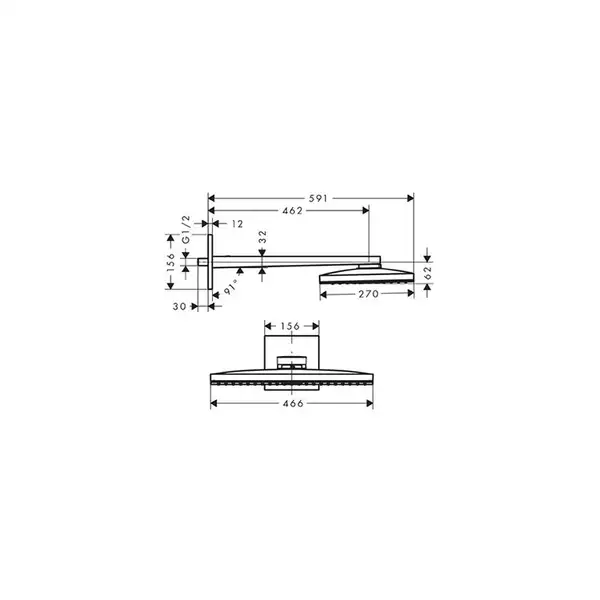 Верхний душ Hansgrohe Rainmaker Select EcoSmart 460 1jet (цвет - хром/белый) (24013400) фото 3 Aquada.com.ua