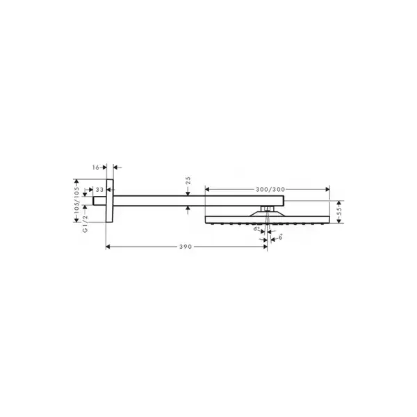 Верхний душ Hansgrohe Raindance E 300 Air 1jet (цвет - хром) (26239000) фото 3 Aquada.com.ua