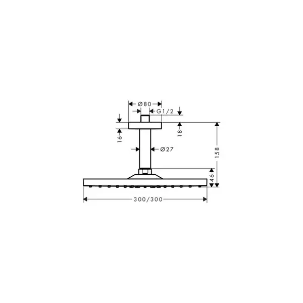 Верхний душ Hansgrohe Raindance E 300 Air 1jet (цвет - хром) (26251000) фото 2 Aquada.com.ua