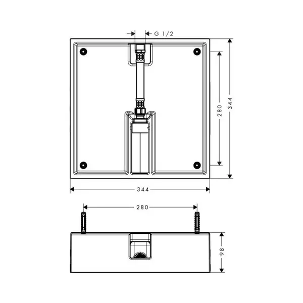Прихована частина для монтажу верхнього душа, Hansgrohe 40х40 1Je (26254180)