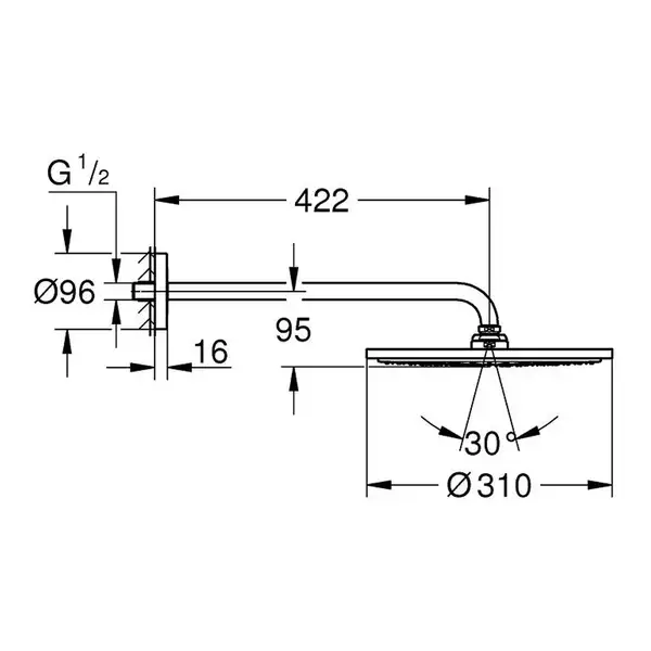 Верхній душ Hansgrohe Croma E 280 1jet, хром (26257000)