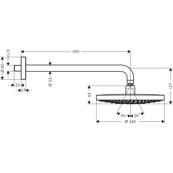 Верхній душ Hansgrohe Raindance Select S 240 2jet, білий / хром (26466400)