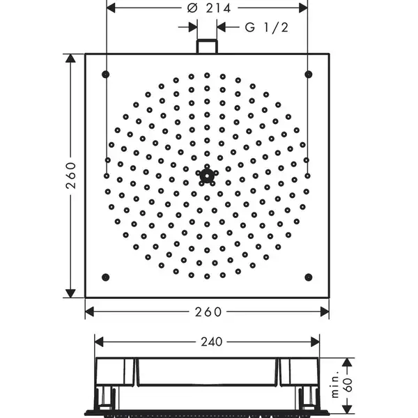 Верхній душ Hansgrohe Raindance 260х260 1jet, хром (26472000)