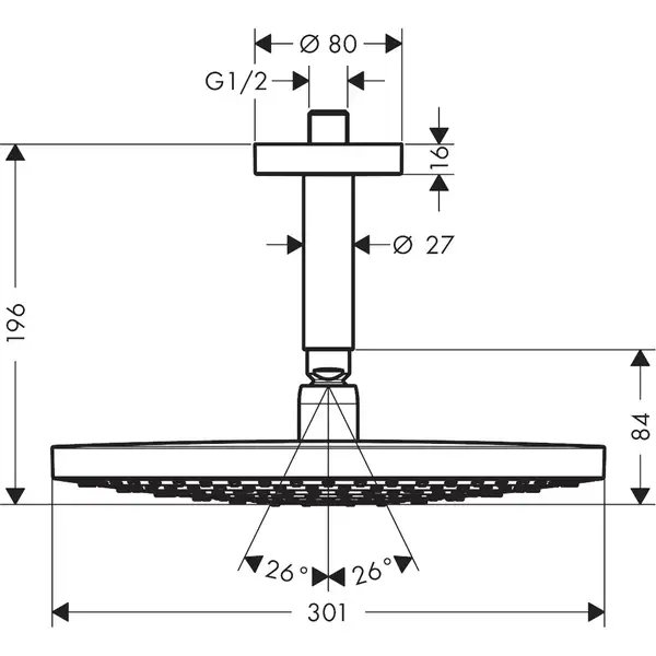 Верхній душ Hansgrohe Raindance Select S 300 2jet, білий / хром (27337400)