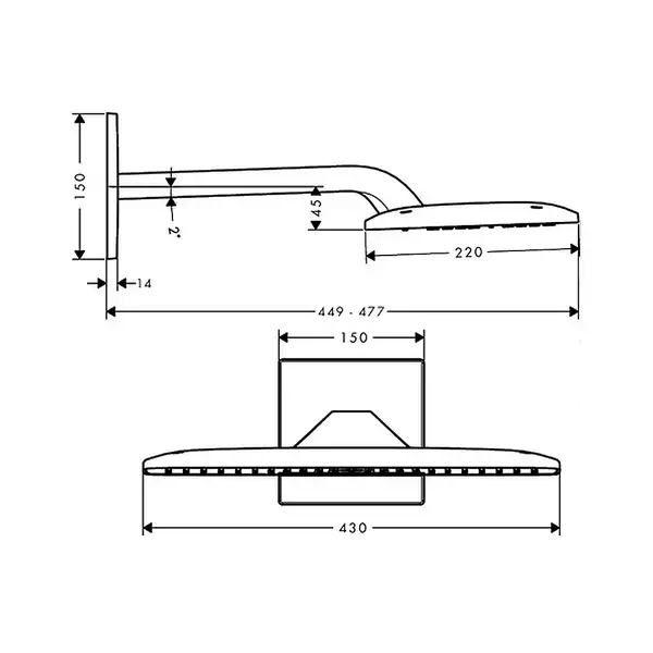 Верхний душ (тропический душ) Hansgrohe Raindance E 420 AIR 2jet 430х220 мм (27373000) фото 5 Aquada.com.ua