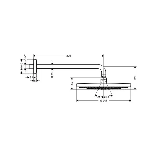 Верхний душ Hansgrohe Raindance Select S 300 2jet Ø 300 мм (цвет - хром/белый) (27378400) фото 2 Aquada.com.ua
