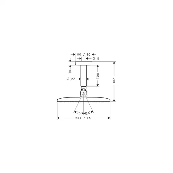 Верхний душ Hansgrohe Raindance E 240 AIR 250х150 см (27380000) фото 2 Aquada.com.ua