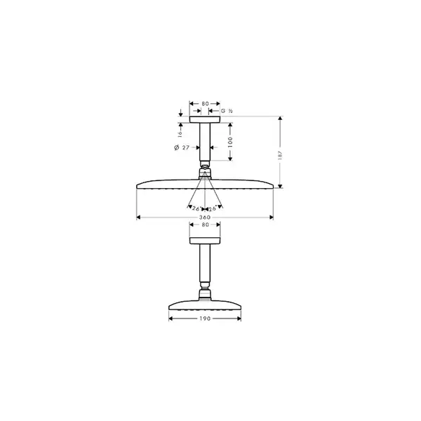 Верхний душ Hansgrohe Raindance E 360 AIR 360х190 мм (27381000) фото 2 Aquada.com.ua