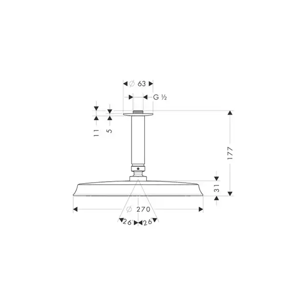 Верхний душ Hansgrohe Raindance Classic AIR Ø 240 мм (цвет - хром) (27405000) фото 2 Aquada.com.ua