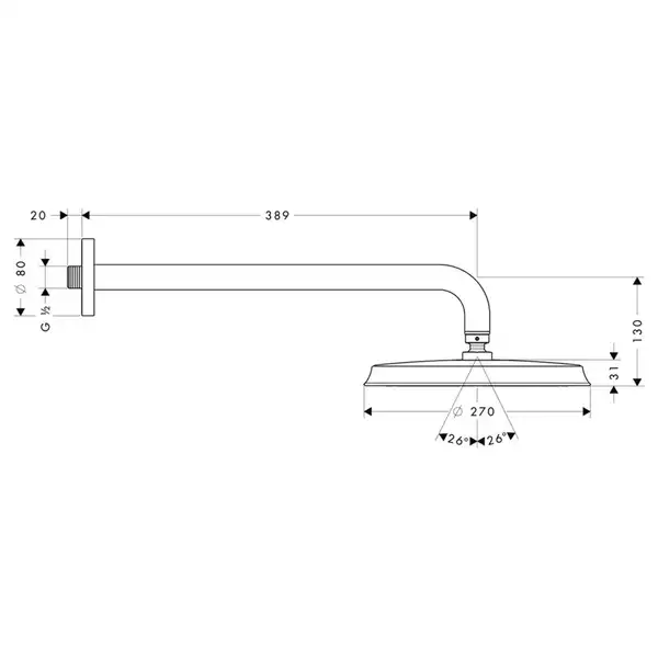 Верхній душ Hansgrohe Raindance Classic 240 1jet, хром (27424000)