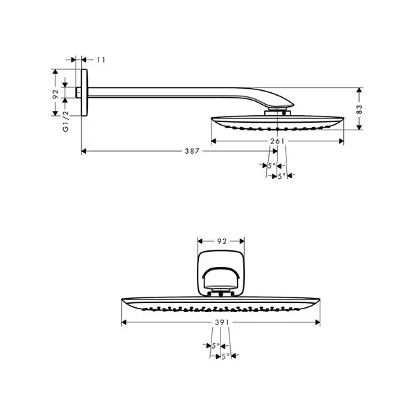 Верхний душ Hansgrohe PuraVida 390х260 мм (белый/хром) (27437400) фото 2 Aquada.com.ua
