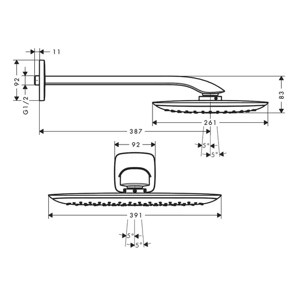 Верхній душ Hansgrohe PuraVida Overhead shower 400 1jet з власником зі стіни, білий / хром (27437400)