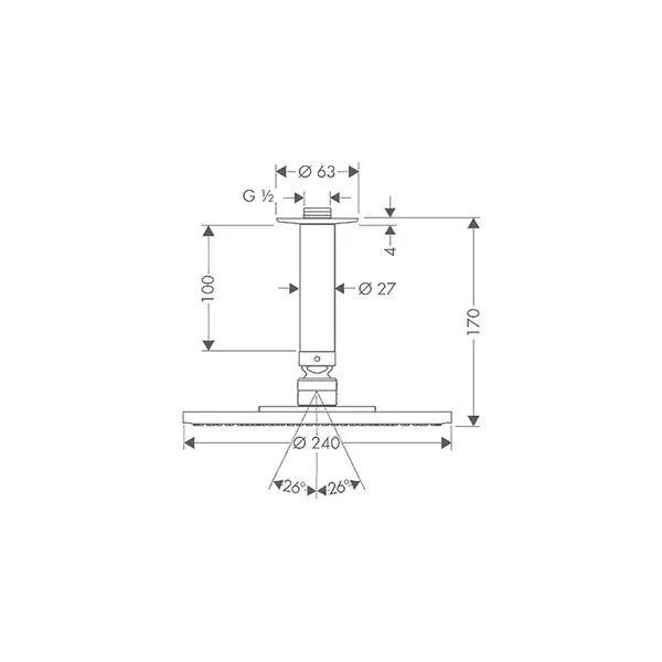 Верхний душ "дождь" Hansgrohe Raindance Air Ø 240 мм (27477000) фото 3 Aquada.com.ua