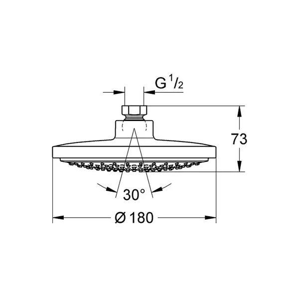 Верхній душ Hansgrohe Raindance S 300 1jet із тримачем зі стіни, 46см (27492000)
