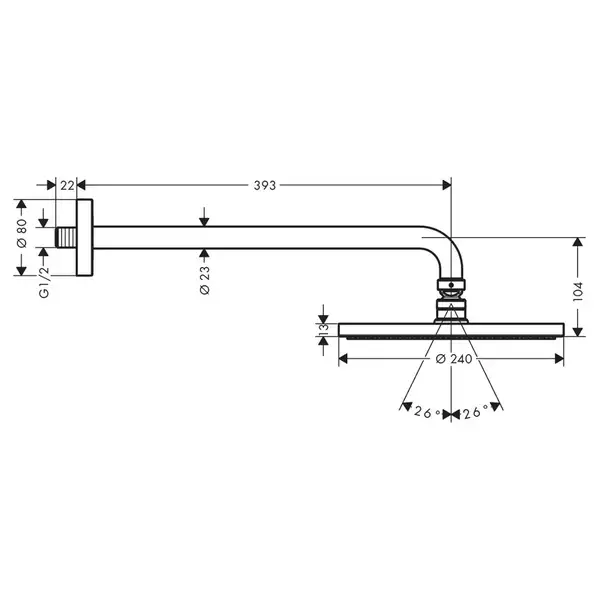 Верхній душ Hansgrohe Raindance S 240 PowderRain 1jet P з власником, хром (27607000)