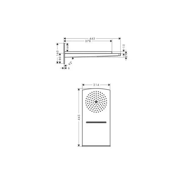 Верхний душ Hansgrohe Raindance Rainfall 180 AIR 445х214 мм (28433000) фото 2 Aquada.com.ua
