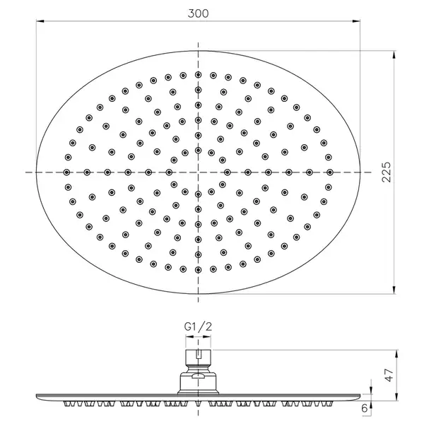 Верхний душ Imprese (цвет - хром) 300 х 225 мм (S300225SS6) фото 2 Aquada.com.ua