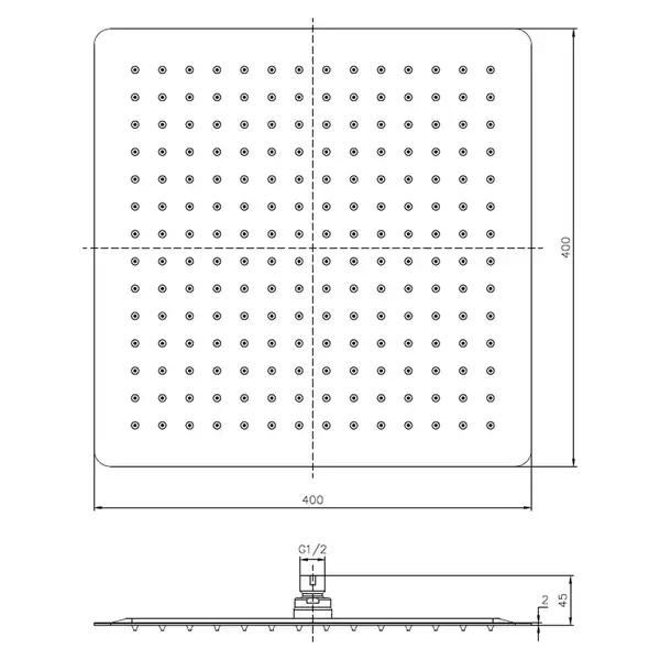 Верхний душ Imprese (цвет - хром) 40х40 мм (SQ400SS2) фото 2 Aquada.com.ua