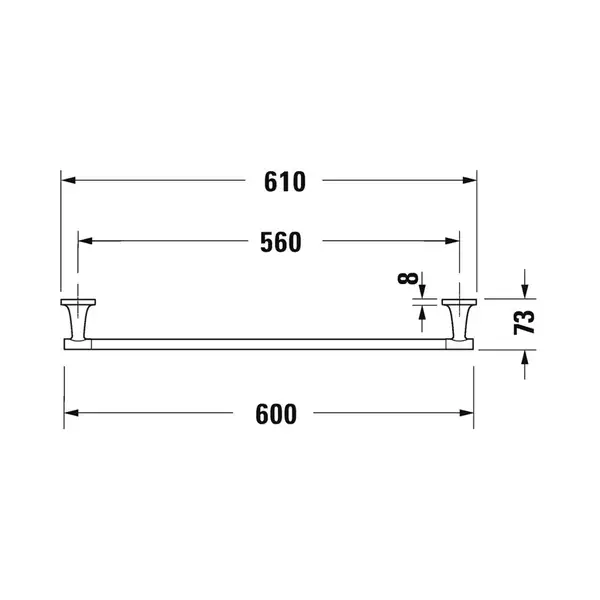 Полотенцедержатель 610 мм Duravit Starck T, чёрный матовый (0099424600) фото 2 Aquada.com.ua
