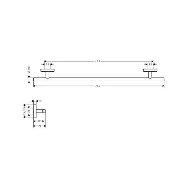 Полотенцедержатель 763 мм Hansgrohe PuraVida (цвет - хром) (41506000) фото 2 Aquada.com.ua