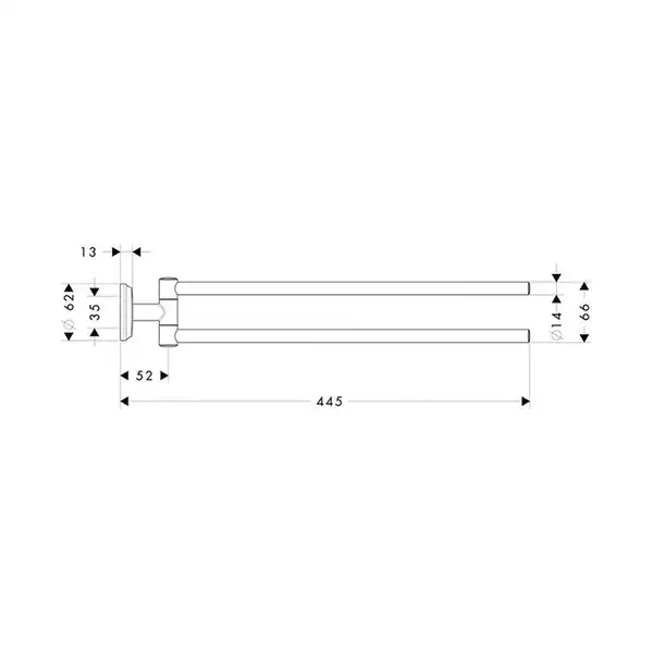 Полотенцедержатель двухрожковый Hansgrohe Logis Classic (цвет - хром) (41612000) фото 2 Aquada.com.ua