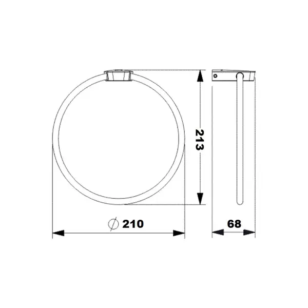 Полотенцедержатель-кольцо Ø 558 мм Sonia S6 Black, чёрный матовый (168224) фото 3 Aquada.com.ua