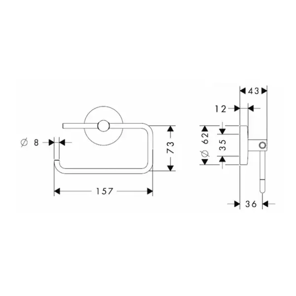 GROHE Держатель для туалетной бумаги Hansgrohe Logis 40526000 фото 2 Aquada.com.ua