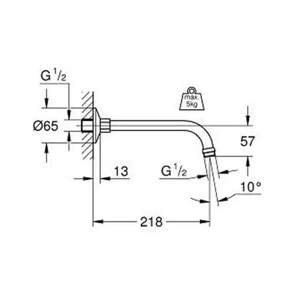 Душовий кронштейн Grohe Relexa 218 мм (27406000)
