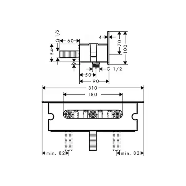HANSGROHE Держатель Fixfit Porter 300, хром (26456000) фото 2 Aquada.com.ua