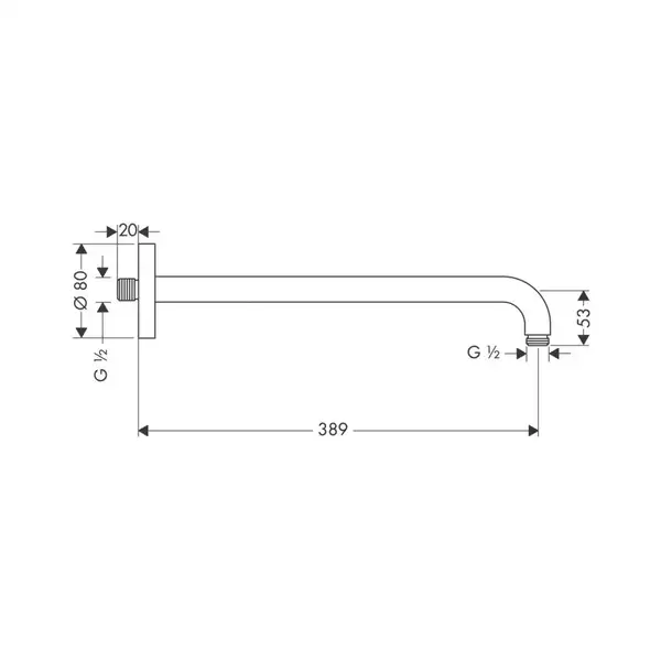 Кронштейн для верхнього душу Hansgrohe 389 мм, хром (27413000)