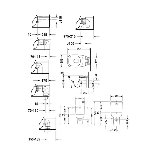 Унитаз Duravit D-code + бачок (с сиденьем SoftClose) (2118090002+0927100004+0067390000) фото 2 Aquada.com.ua