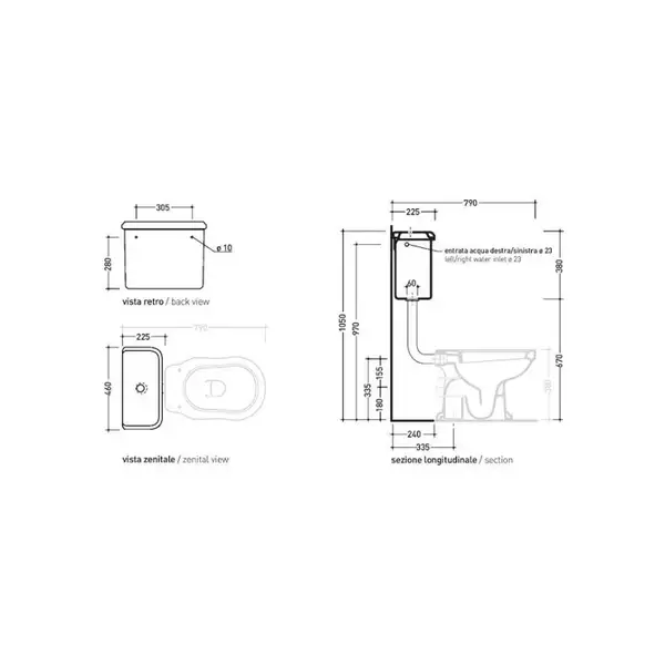 Унитаз напольный на средней трубе с бачком Flaminia Efi (6011+6004) фото 2 Aquada.com.ua