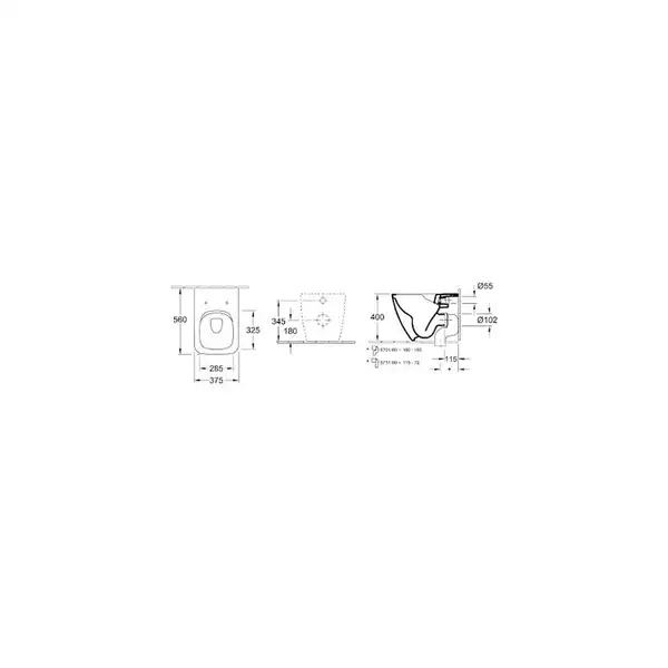 VILLEROY & BOCH VENTICELLO унитаз 37,5*56см Rimless, напольный, DirectFlush, цвет белый альпин С+ (4613R0R1) фото 3 Aquada.com.ua