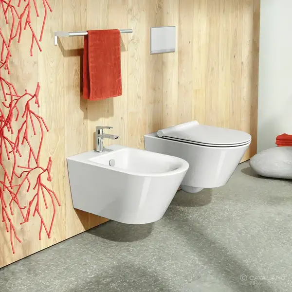 Унитаз подвесной Catalano New Zero с сиденьем Soft Close Plus (NewFlush безободковый) (1VS55NR00+5SCSTP000) фото 2 Aquada.com.ua