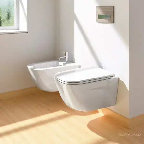 Унитаз подвесной NewFlush (безободковый) Catalano New Light с сиденьем Soft Close (1VSLIR00+5LIFRF00) фото 2 Aquada.com.ua