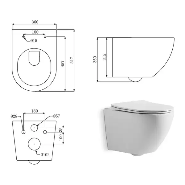 Унитаз подвесной безободковый Devit Universal с сиденьем Soft Close (3020162) фото 2 Aquada.com.ua