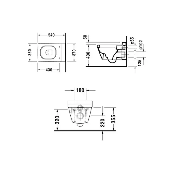 Унитаз подвесной Duravit 2nd floor, белый (2220090000) фото 3 Aquada.com.ua