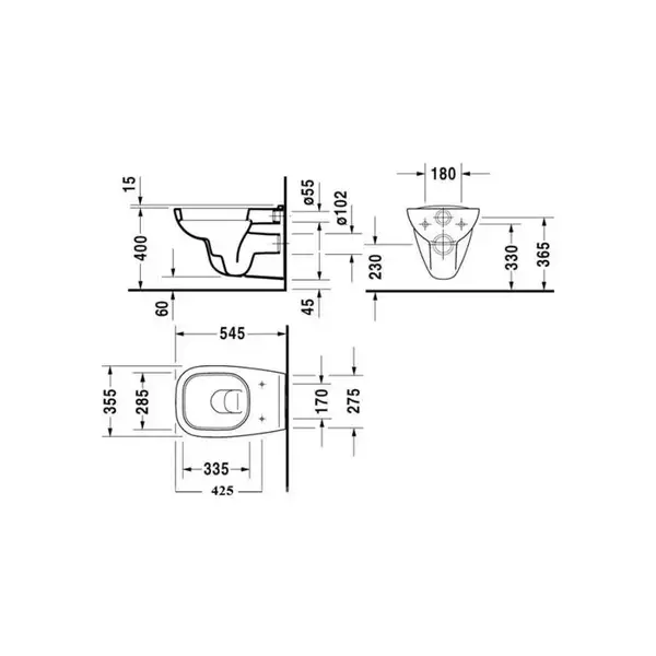 Унитаз подвесной Duravit D-Code + сиденье с крышкой (45351900A1) фото 5 Aquada.com.ua