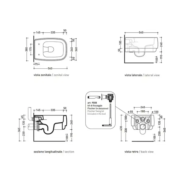Унитаз подвесной Goclean® (безободковый) Flaminia Flag с сиденьем Soft Close, цвет - Latte/Grafite (FG118G+FGCW03 Latte+Grafite) фото 5 Aquada.com.ua