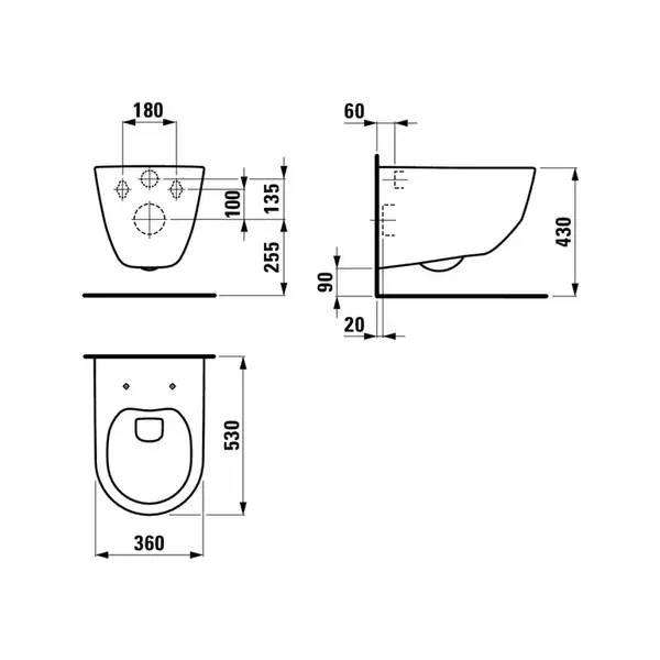 LAUFEN Комплект: PRO Rimless унитаз подвесной 36*53см + PRO Slim сиденье с крышкой для унитаза, съемное, с системой плавного опускания (H8209660000001+H8989660000001) фото 2 Aquada.com.ua